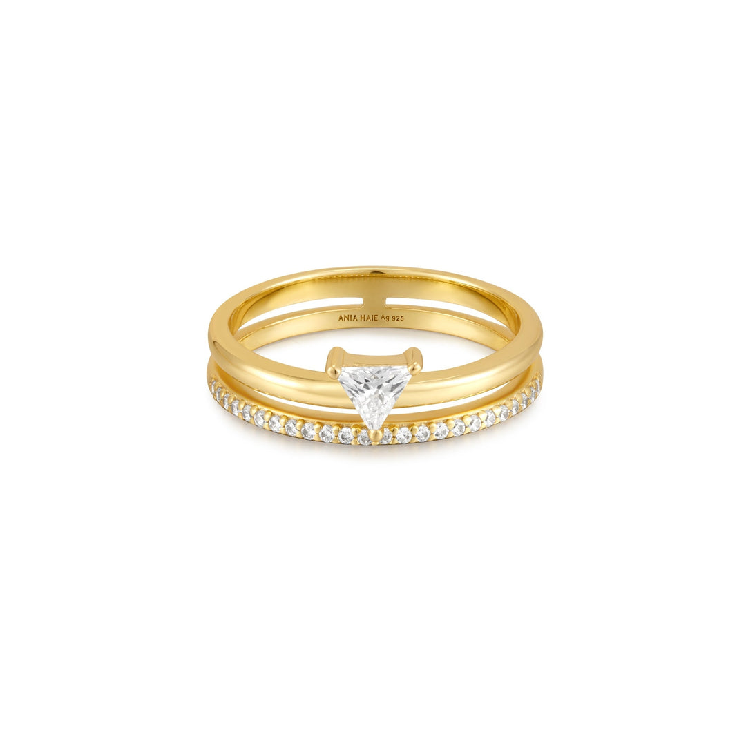 Ania Haie Gold Double White Triangle Stacker Ring R059 - 04GAnia HaieR059 - 04G - 54