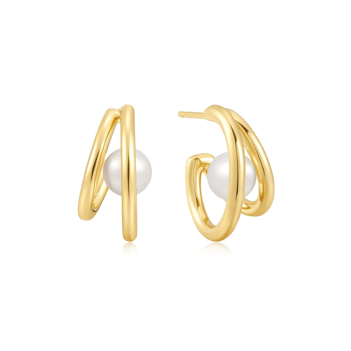 Ania Haie Gold Duo Freshwater Pearl Stud Hoops E058 - 07GAnia HaieE058 - 07G