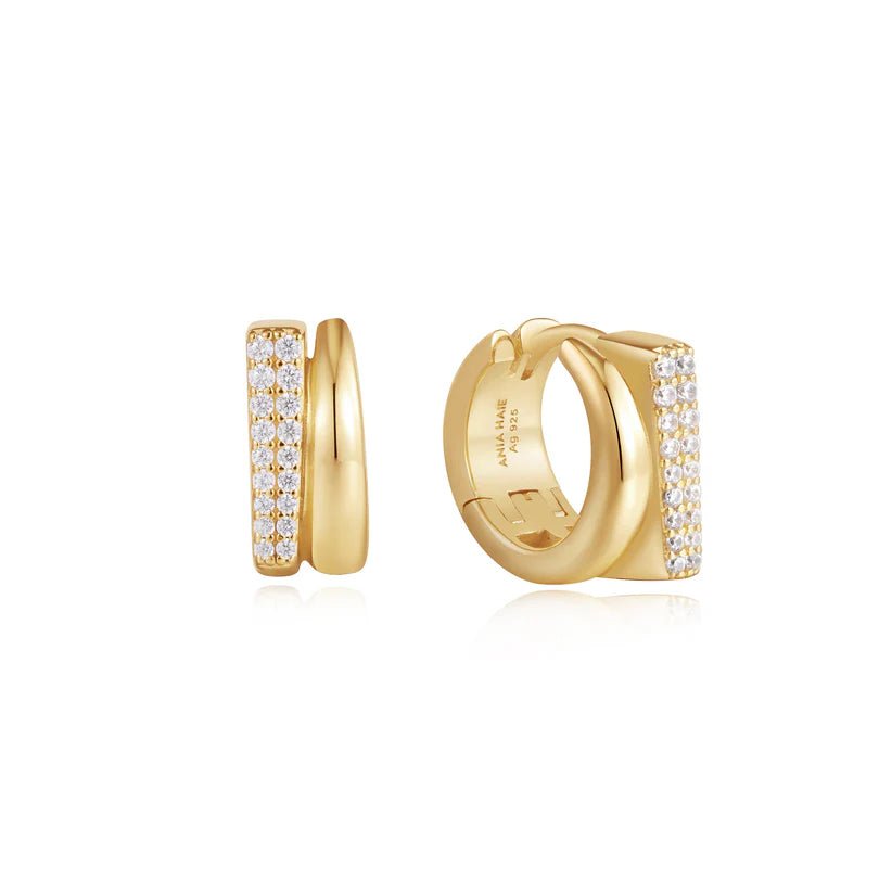 Ania Haie Gold Pavé Double Huggie Hoop Earrings E051 - 04GAnia HaieE051 - 04G