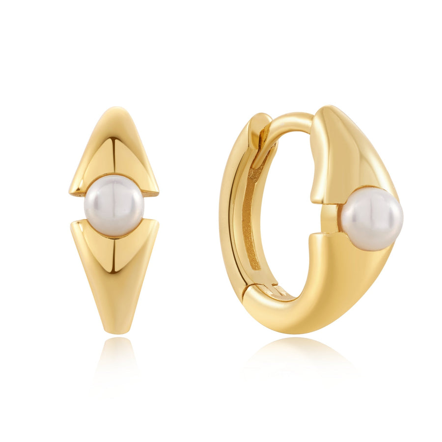 Ania Haie Gold Pearl Geometric Huggie Hoop Earrings E054 - 03GAnia HaieE054 - 03G