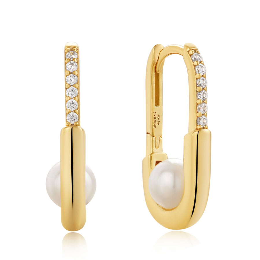 Ania Haie Gold Pearl Interlock Oval Hoop Earrings E054 - 04GAnia HaieE054 - 04G