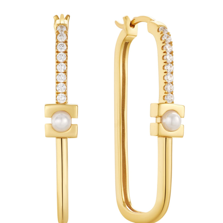 Ania Haie Gold Pearl Modernist Oval Hoop Earrings E054 - 06GAnia HaieE054 - 06G