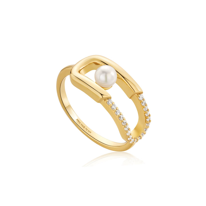 Ania Haie Gold Pearl Sparkle Interlock Ring R054 - 02GAnia HaieR054 - 02G - 52