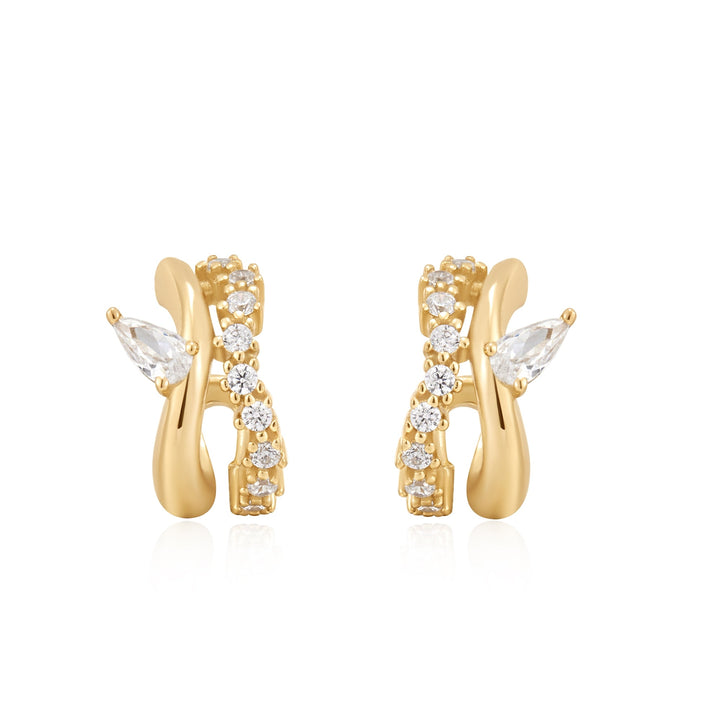 Ania Haie Gold Sparkle Double Hoop Studs E056 - 04GAnia HaieE056 - 04G