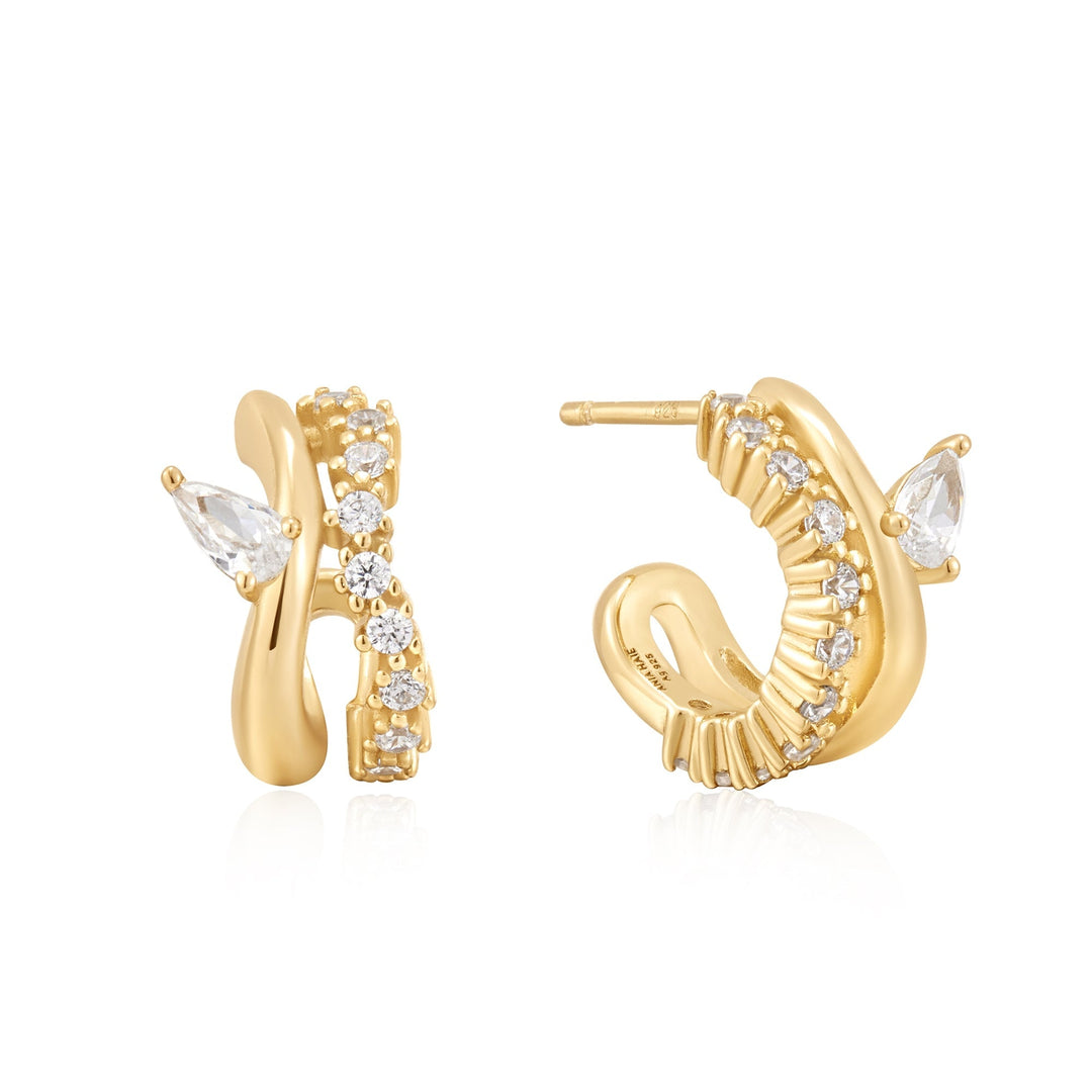 Ania Haie Gold Sparkle Double Hoop Studs E056 - 04GAnia HaieE056 - 04G