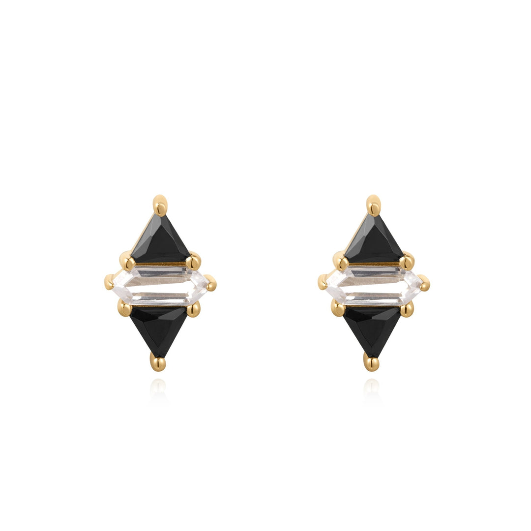 Ania Haie Gold Triangle Black/White Cubic Zirconia Studs E059 - 07GAnia HaieE059 - 07G