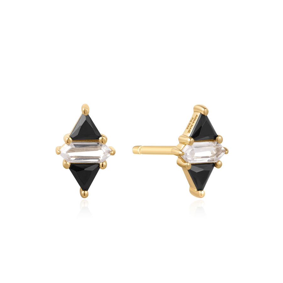 Ania Haie Gold Triangle Black/White Cubic Zirconia Studs E059 - 07GAnia HaieE059 - 07G