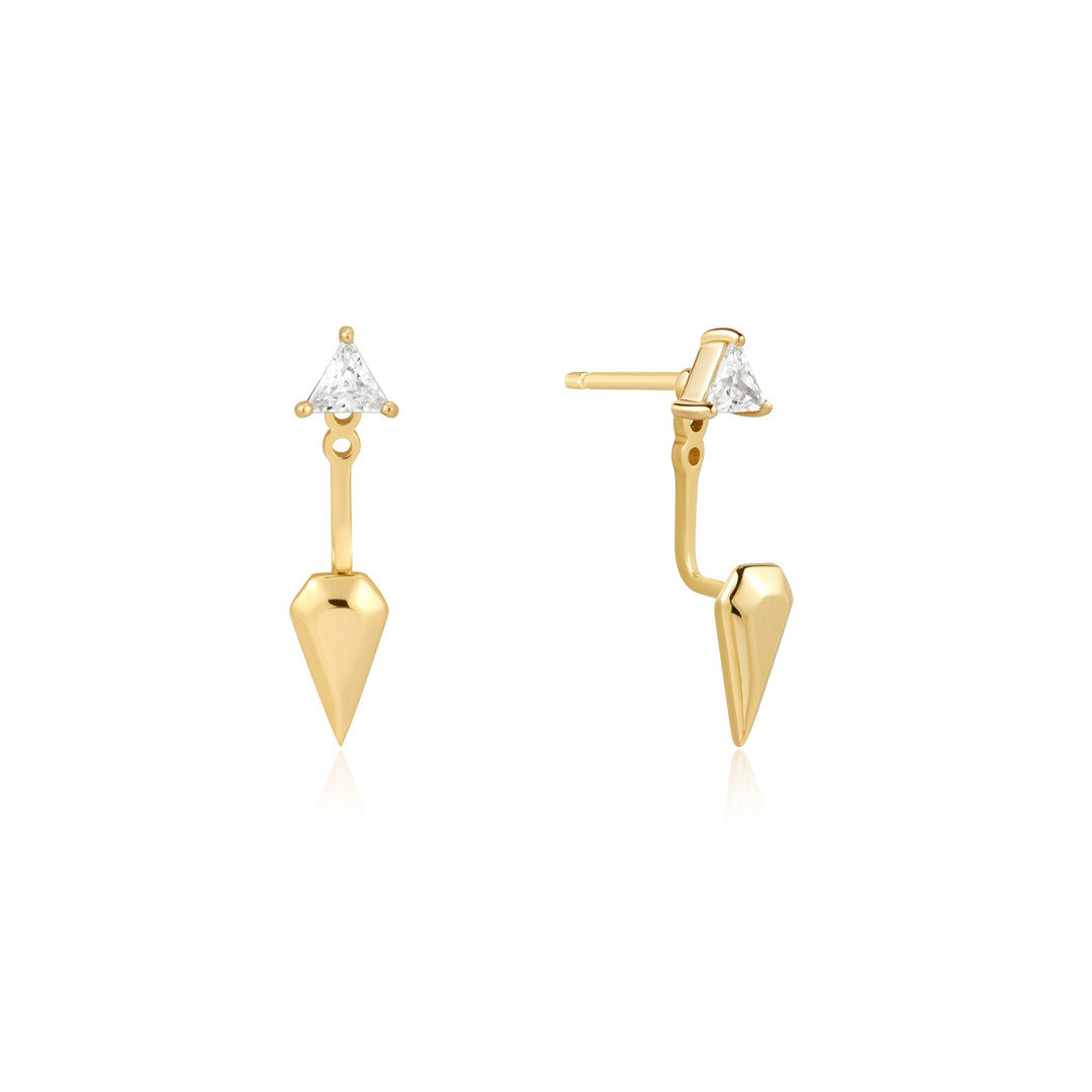 Ania Haie Gold Triangle Cubic Zirconia Geometric Stud Ear Jackets E059 - 11GAnia HaieE059 - 11G