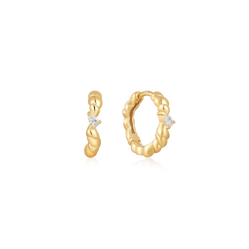 Ania Haie Gold Twisted Wave Huggie Hoop Earrings E050 - 01GAnia HaieE050 - 01G