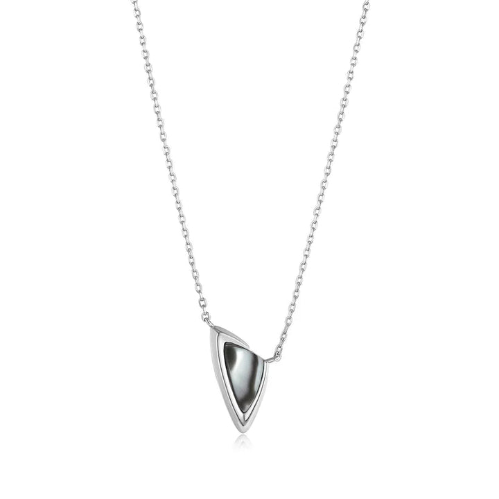 Ania Haie Silver Arrow Black Mother Of Pearl Pendant Necklace N049 - 03HAnia HaieN049 - 03H