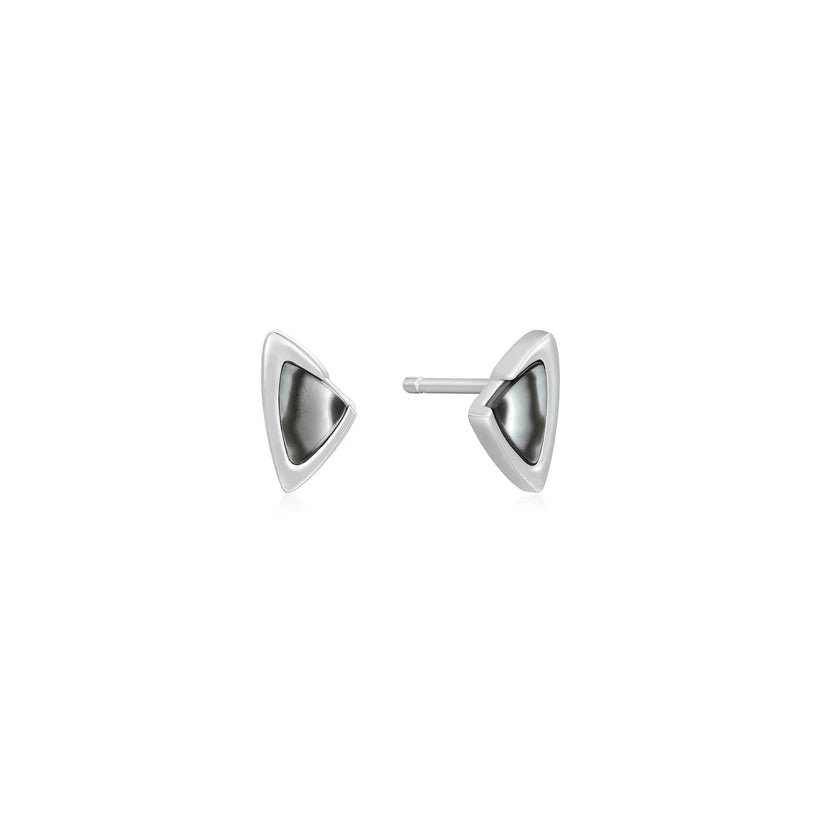 Ania Haie Silver Arrow Black Mother Of Pearl Stud Earrings E049 - 01HAnia HaieE049 - 01H