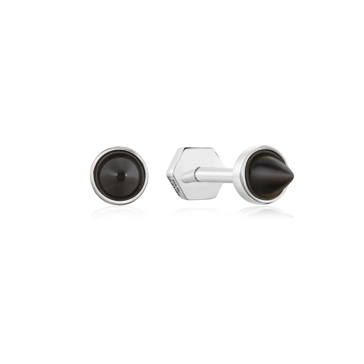 Ania Haie Silver Black Agate Point Barbell Earrings E053 - 01HAnia HaieE053 - 01H