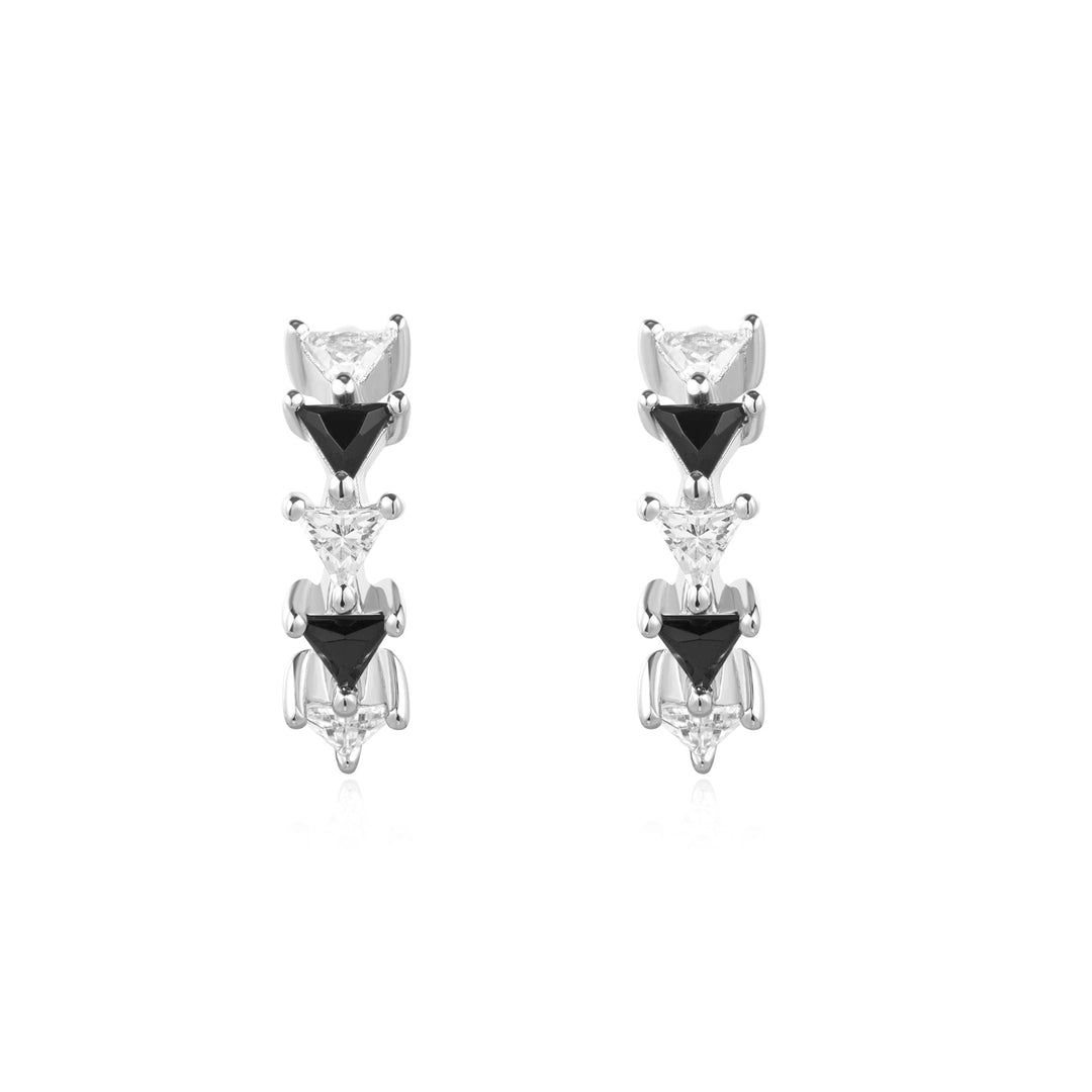 Ania Haie Silver Black/White Triangular Cubic Zirconia Huggies E059 - 13HAnia HaieE059 - 13H