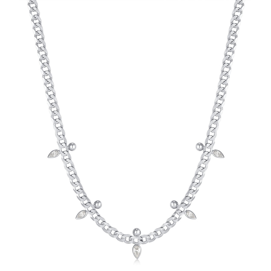 Ania Haie Silver Curb Chain Sparkle Point Necklace N053 - 07HAnia HaieN053 - 07H