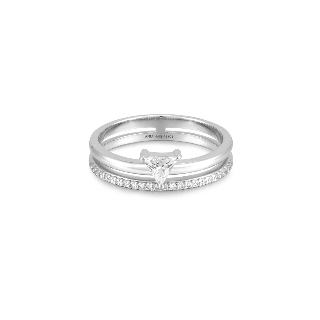 Ania Haie Silver Double White Triangle Stacker Ring R059 - 04HAnia HaieR059 - 04H - 54