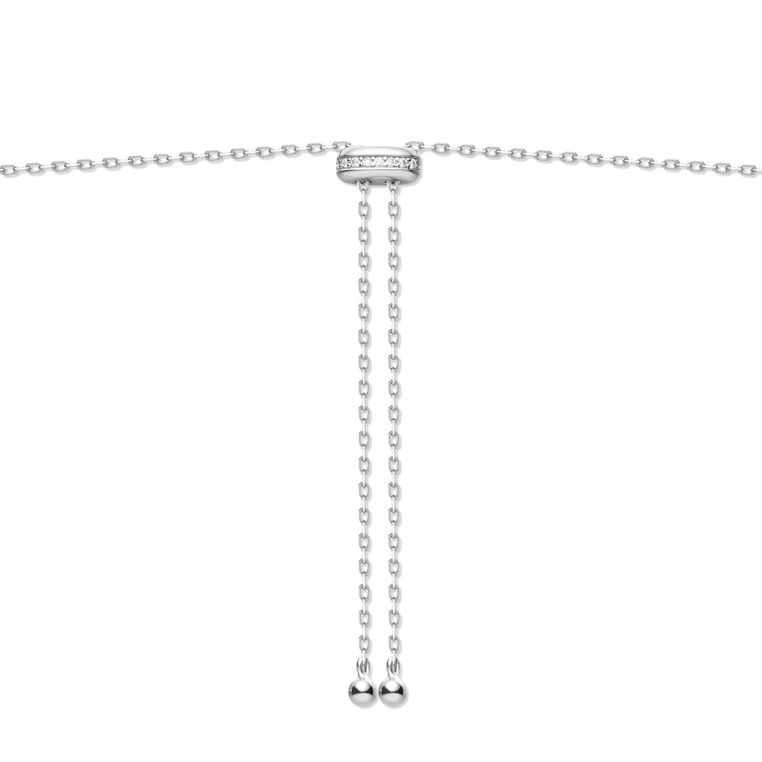 Ania Haie Silver Freshwater Pearl White Cubic Zirconia Bezel Set Slider Necklace N058 - 06HAnia HaieN058 - 06H