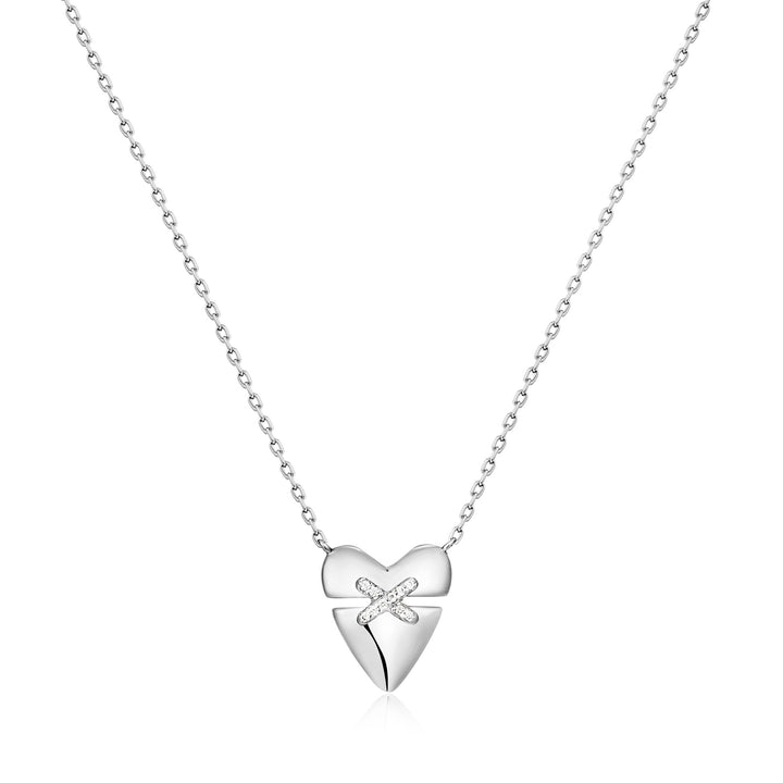 Ania Haie Silver Heart Kiss Pavé Necklace N057 - 02HAnia HaieN057 - 02H