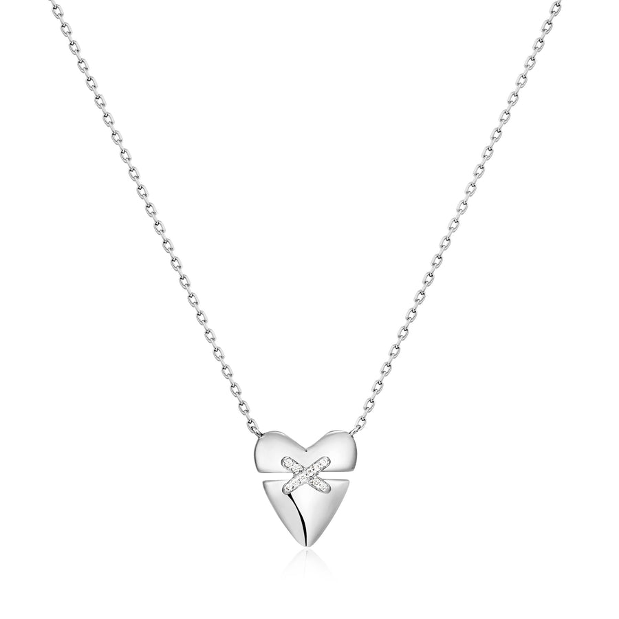 Ania Haie Silver Heart Kiss Pavé Necklace N057 - 02HAnia HaieN057 - 02H