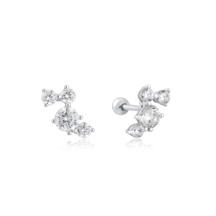 Ania Haie Silver Pavé Climber Barbell Earrings E058 - 01HAnia HaieE058 - 01H