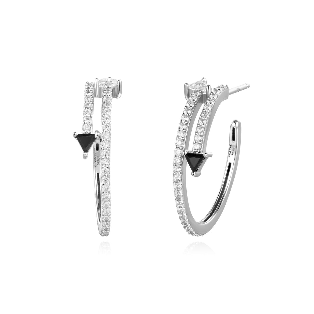 Ania Haie Silver Pave Double Arrow Stud Hoops E059 - 18HAnia HaieE059 - 18H