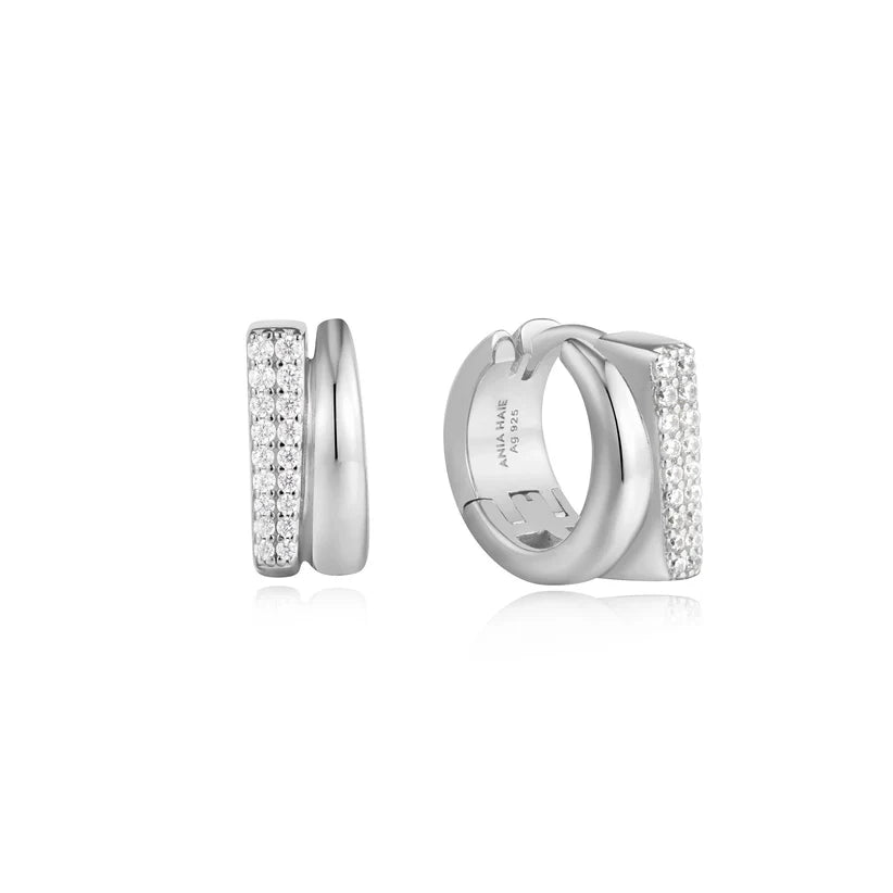 Ania Haie Silver Pavé Double Huggie Hoop Earrings E051 - 04HAnia HaieE051 - 04H