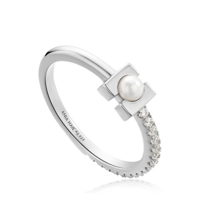 Ania Haie Silver Pearl Modernist Band Ring R054 - 01HAnia HaieR054 - 01H - 52