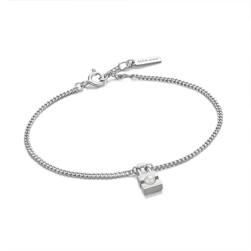 Ania Haie Silver Pearl Padlock Bracelet B054 - 01HAnia HaieB054 - 01H