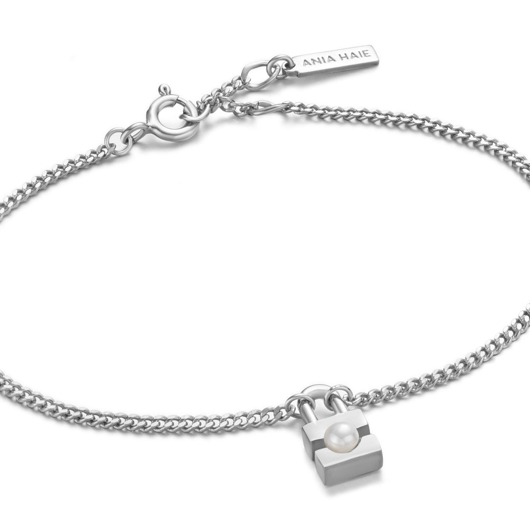 Ania Haie Silver Pearl Padlock Bracelet B054 - 01HAnia HaieB054 - 01H