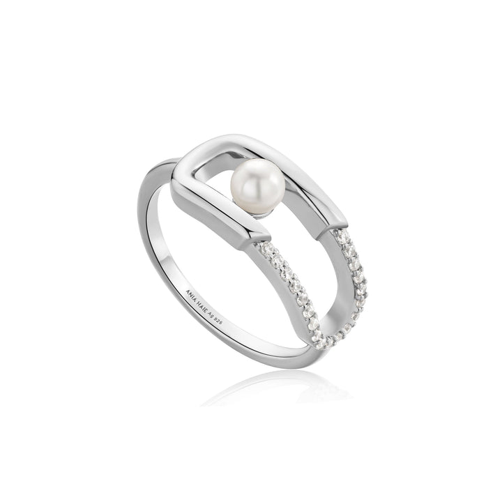 Ania Haie Silver Pearl Sparkle Interlock Ring R054 - 02HAnia HaieR054 - 02H - 52