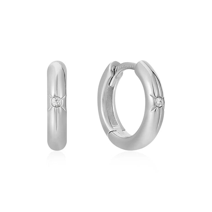 Ania Haie Silver Star Huggie Hoop Earrings E048 - 02HAnia HaieE048 - 02H