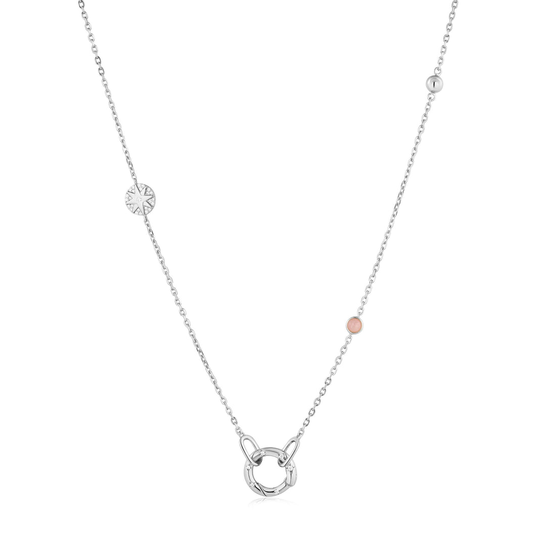 Ania Haie Silver Star Rose Quartz Charm Connector Necklace N055 - 01HAnia HaieN055 - 01H