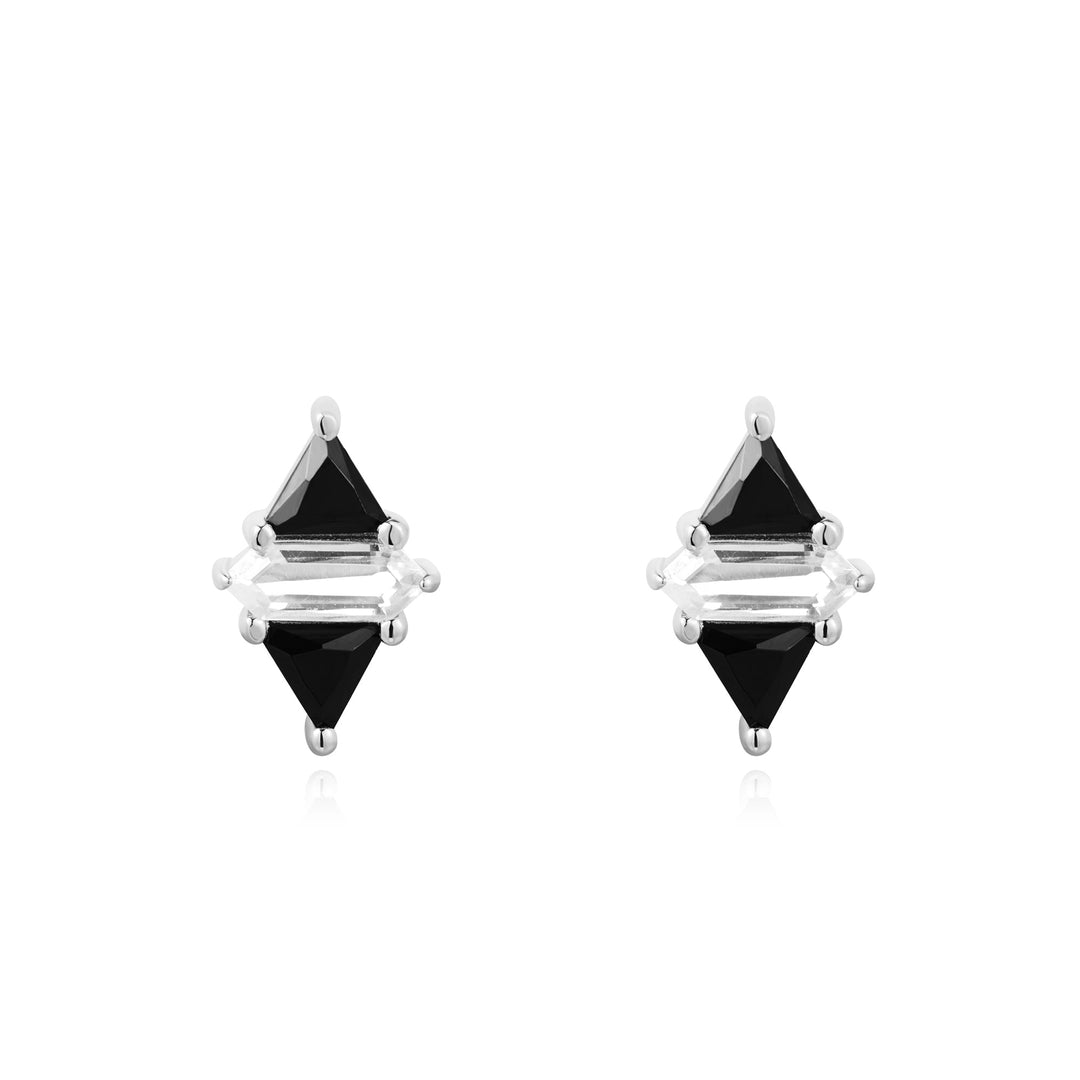 Ania Haie Silver Triangle Black/White Cubic Zirconia Studs E059 - 07HAnia HaieE059 - 07H