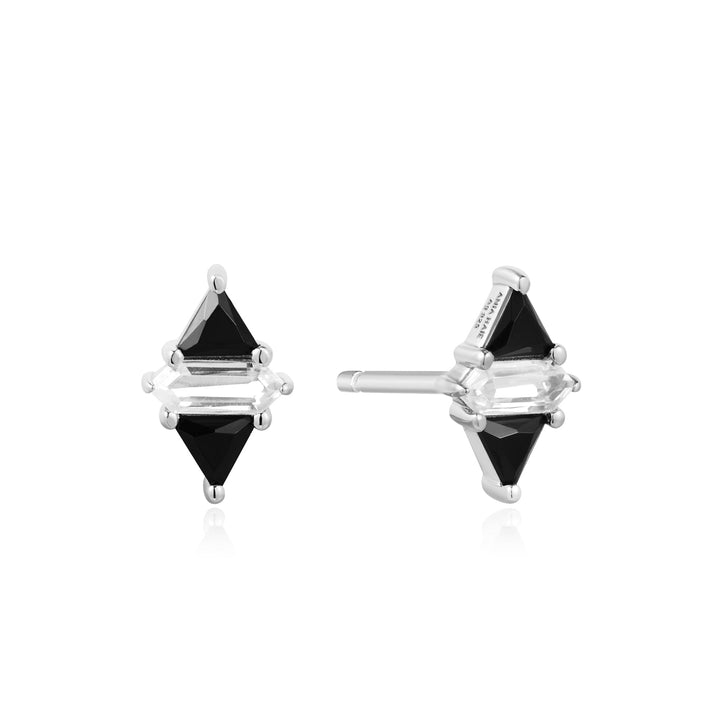 Ania Haie Silver Triangle Black/White Cubic Zirconia Studs E059 - 07HAnia HaieE059 - 07H