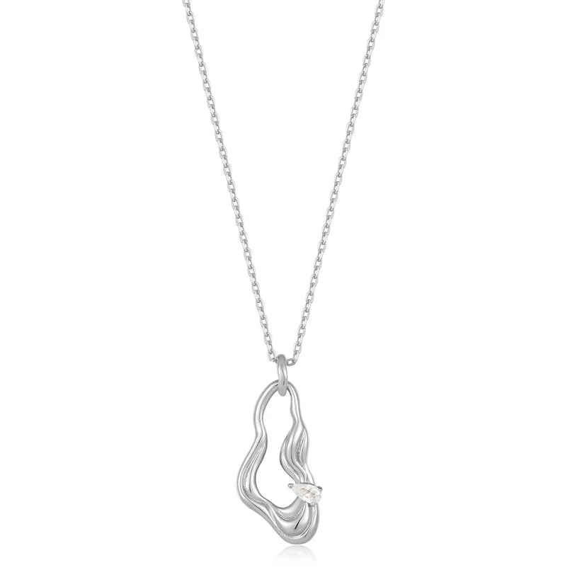 Ania Haie Silver Twisted Wave Drop Pendant Necklace N050 - 01HAnia HaieN050 - 01H