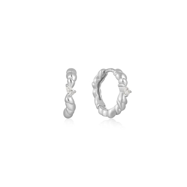 Ania Haie Silver Twisted Wave Huggie Hoop Earrings E050 - 01HAnia HaieE050 - 01H