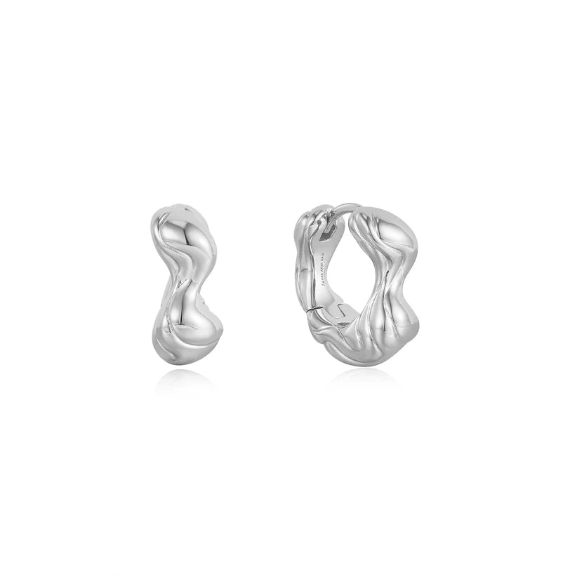 Ania Haie Silver Twisted Wave Thick Hoop Earrings E050 - 04HAnia HaieE050 - 04H