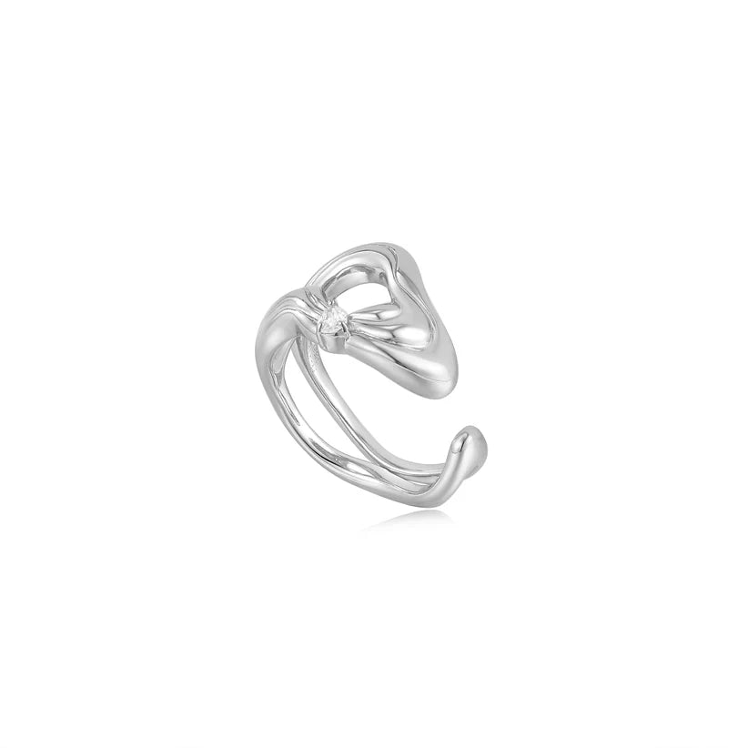 Ania Haie Silver Twisted Wave Wide Adjustable Ring R050 - 02HAnia HaieR050 - 02H