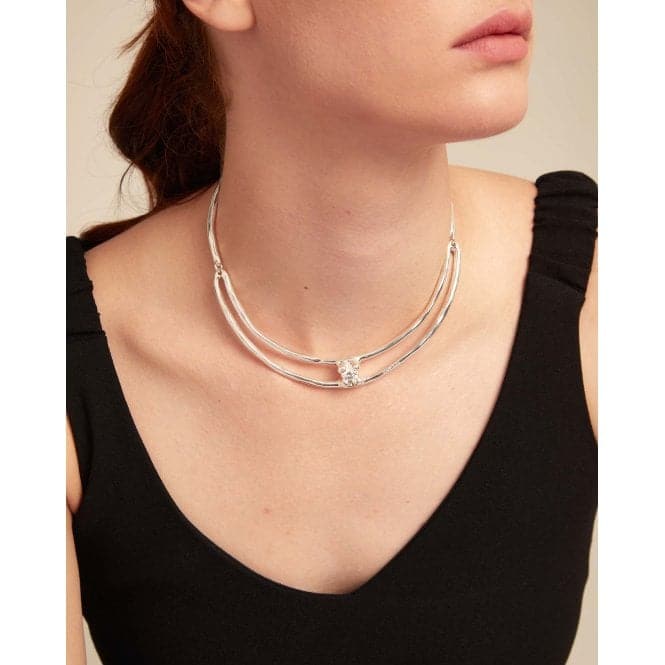 Anima Double Silver Plated Rigid White Zirconia Necklace COL1914BLNMTLUNOde50COL1914BLNMTL