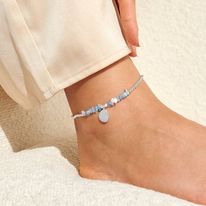 Anklet Blue Agate Silver Plated Anklet 23cm Stretch Anklet 6949Joma Jewellery6949
