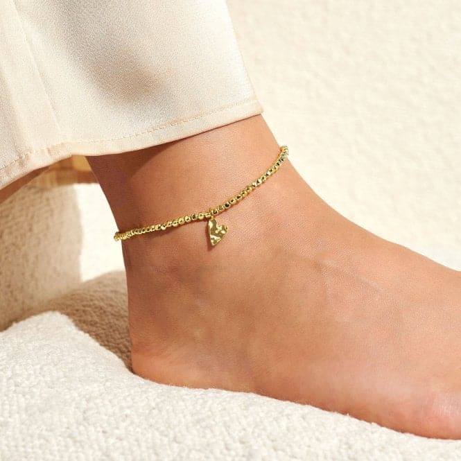 Anklet Hammered Heart Gold Plated Anklet 23cm Stretch Anklet 6950Joma Jewellery6950