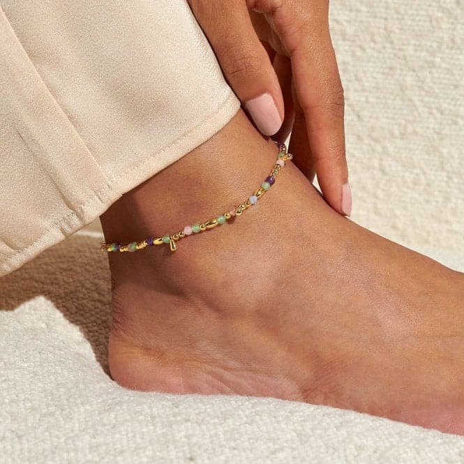 Anklet Multi Stone Gold Plated Anklet 23cm Stretch Anklet 6943Joma Jewellery6943
