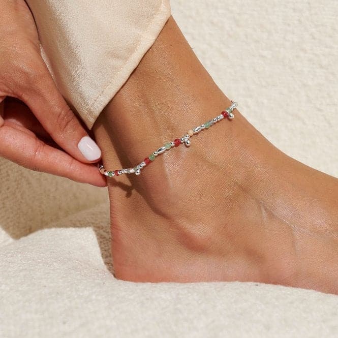 Anklet Multi Stone Silver Plated Anklet 23cm Stretch Anklet 6942Joma Jewellery6942