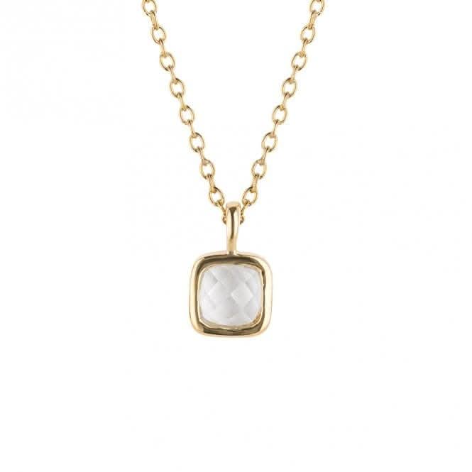 April Birthstone Rock Crystal Gold Plated Silver Necklace N4509D for DiamondN4509