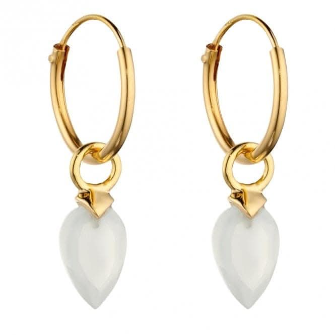 April Yellow Gold Plated Birthstone Chalcedony Stone Hoop Charm Earring Y2664BeginningsY2664