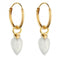 April Yellow Gold Plated Birthstone Chalcedony Stone Hoop Charm Earring Y2664BeginningsY2664
