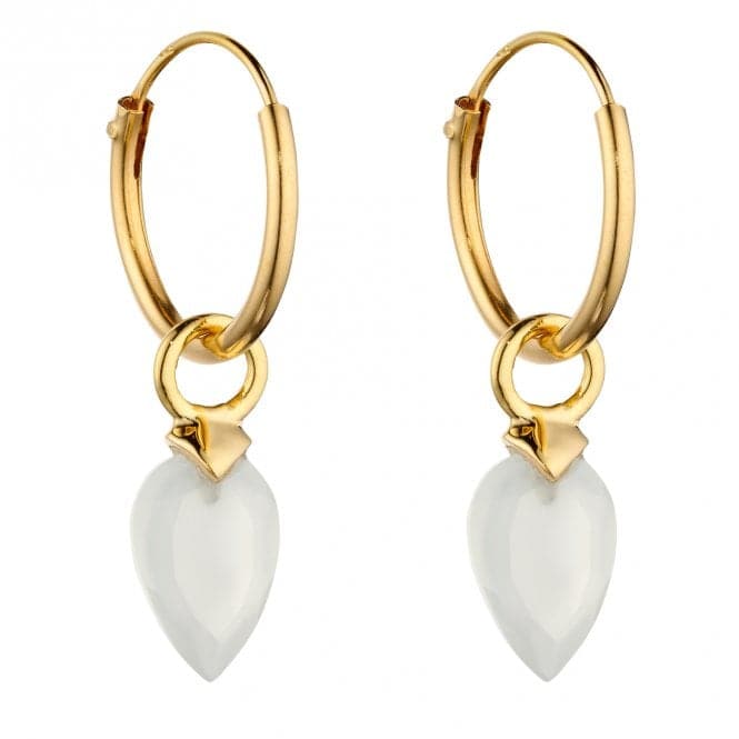 April Yellow Gold Plated Birthstone Chalcedony Stone Hoop Charm Earring Y2664BeginningsY2664