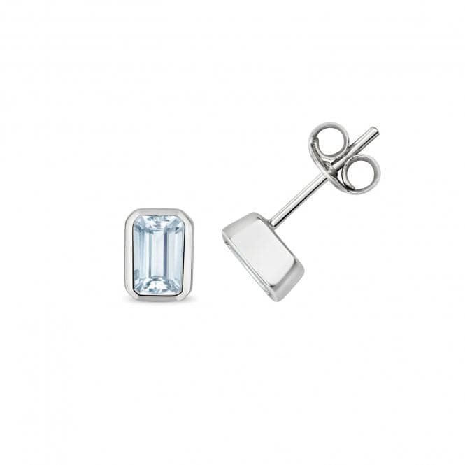 Aquamarine Stud Emerald Cut Earrings ED284WAQGemstones JewelleryED284WAQ