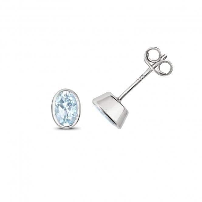 Aquamarine Stud Oval Earrings ED283WAQGemstones JewelleryED283WAQ