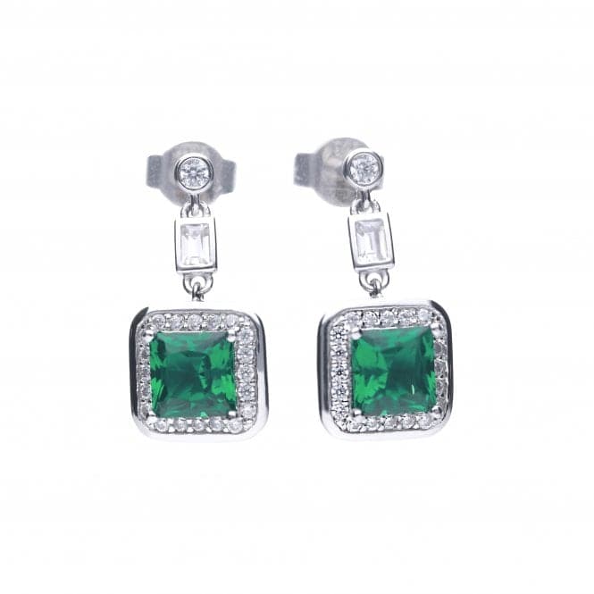 Art Deco Style Emerald Cubic Zirconia Pave Earrings E5904DiamonfireE5904