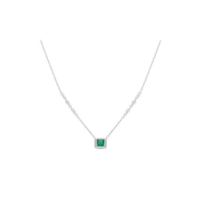 Art Deco Style Emerald Cubic Zirconia Pave Necklace N4402DiamonfireN4402